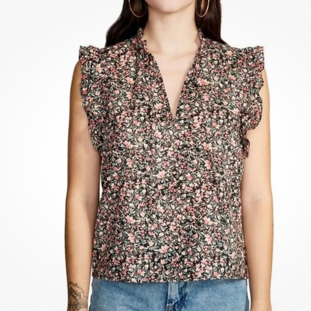 BB Dakota Steve Madden Floral Ditsy Top Ruffle Flutter Sleeves Lightweight Small